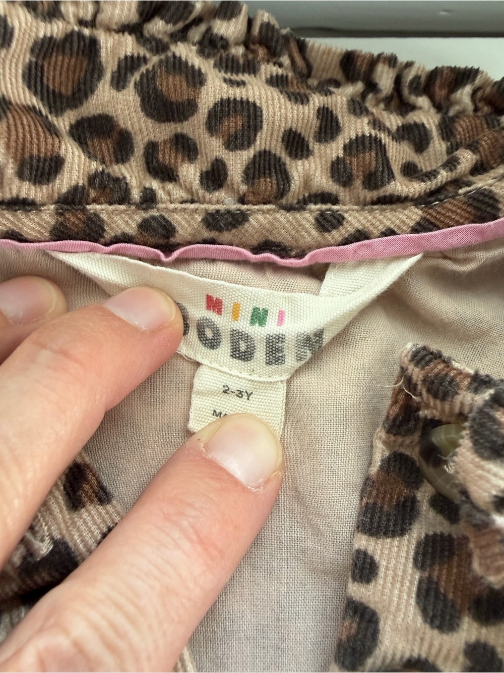 Mini Boden Leopard Print Corduroy Skirt with Pink Trim